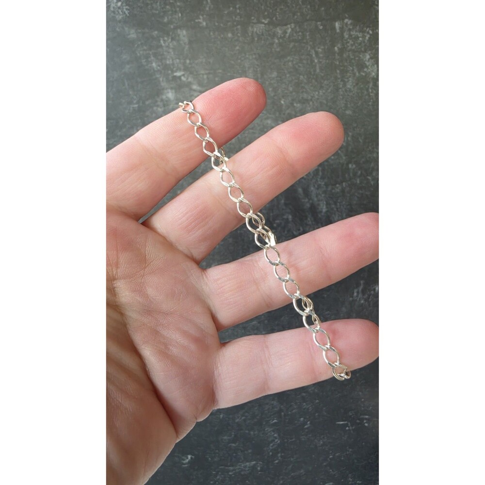 Italian 925 Sterling Silver Charm Bracelet Vintage No Charms READ Description